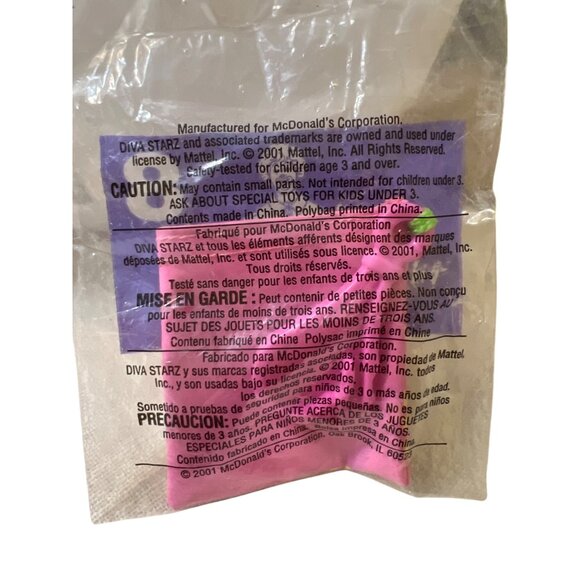 Diva Starz McDonalds Happy Meal Purse Toy 2001 #8 Mattel Pink Yellow New Sealed - Picture 3 of 3